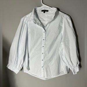 Velvet Heart Women’s White Long Balloon Sleeve Blouse w/Pearls - Size L